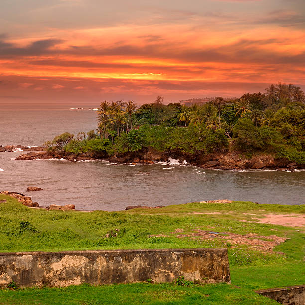 istock Sea lagoon, a scenic peninsula and the sunset 576723020