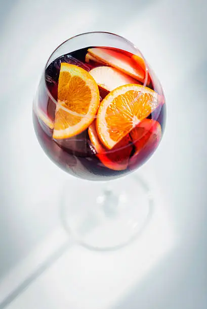 Photo of red wine spanish famous traditional sangria gourmet cocktail drink