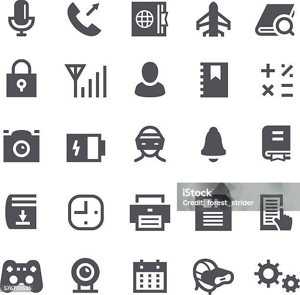 Smartphone Interface Icon Set Stock Illustration - Download Image Now - Book, Calculator, Camera - Photographic Equipment