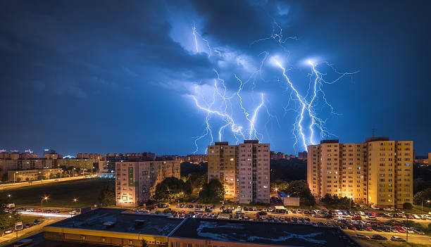 istock Lightnings Over Housing Estate 576731136