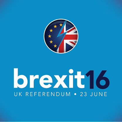 BREXIT Graphic with Lightning Bolt and Flag Image and 23 June 2016