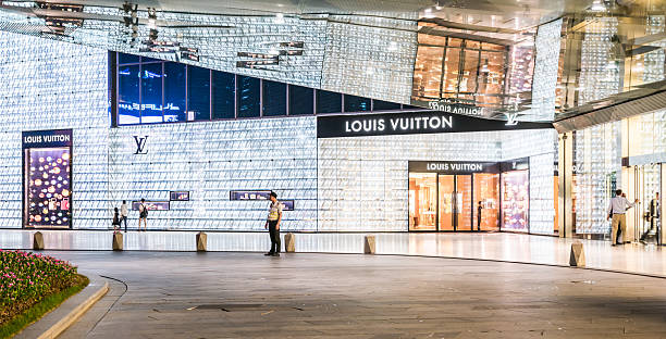 Shanghai, China - July 18, 2016: View of a Louis Vuitton store in Lujiazui, Shanghai. Louis Vuitton is a French fashion house selling a variety of luxury goods in high-end department stores. 