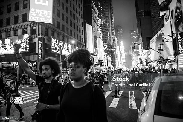 Black Lives Matter Protest In Times Square New York City Stock Photo - Download Image Now