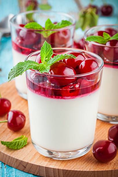 istock homemade dessert panna cotta with cherry and mint 576736472