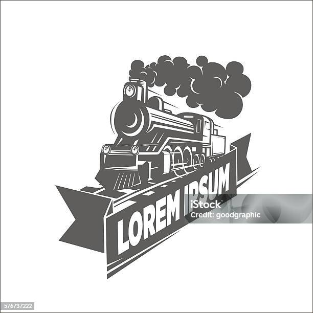 Illustrazione Di Locomotiva Logotipo - Immagini vettoriali stock e altre immagini di Treno a vapore - Treno a vapore, Locomotiva, Treno