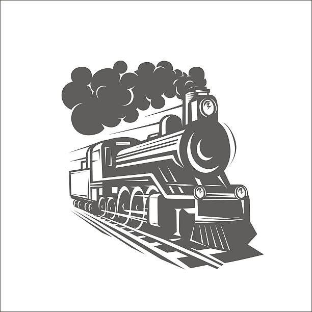 기관차, 빈티지 기차, 로고 타입, 아픈 벡터 템플릿 - train steam train vector silhouette stock illustrations