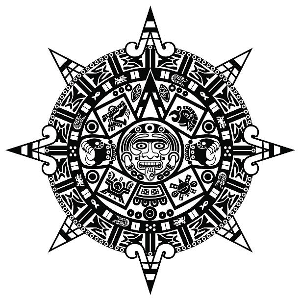 stockillustraties, clipart, cartoons en iconen met vector indian ornament - mayakalender