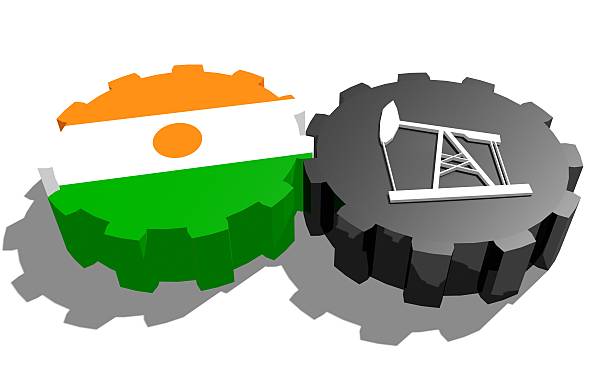istock Gear with oil pump textured by Niger flag 576739968