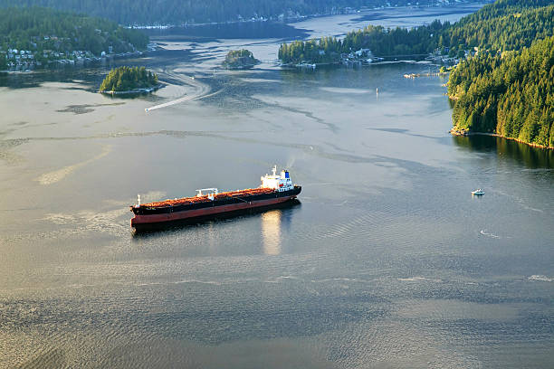 istock Burrard Inlet at sunset, aerial view from a mountain 576746072