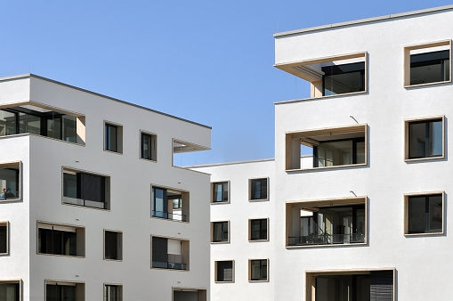 Contemporary apartment houses.