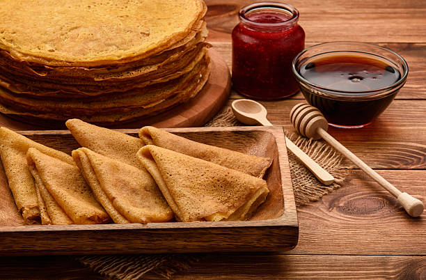istock Stack of gluten free pancakes made from corn flour. 576748168
