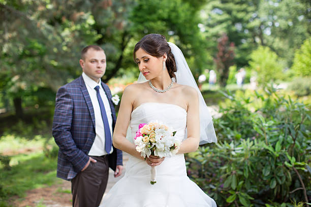 istock Stylish newlyweds on their wedding day 576750824