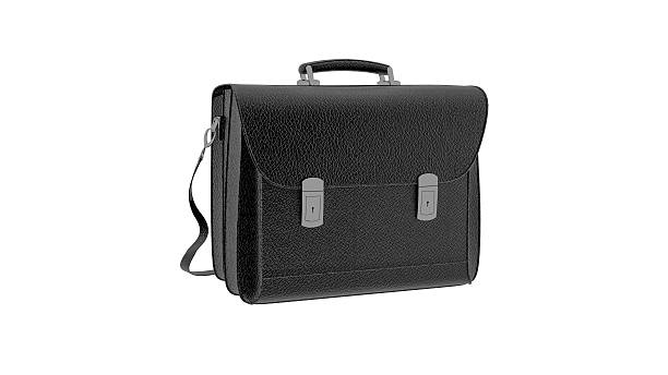 istock Business briefcase, black leather flapover isolated on white background 576753308
