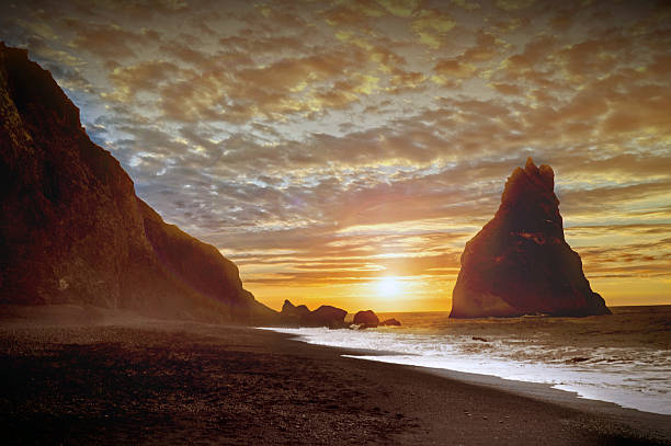 istock Reynisfiara Shore, The Black Sand Beach in Vik, Iceland 576754872