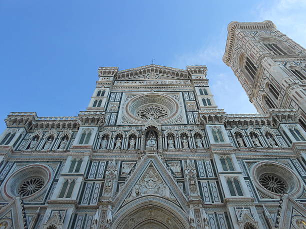 duomo, cathedral of florence, italy - rose window florence italy cathedral tuscany imagens e fotografias de stock