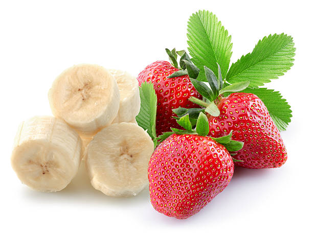 istock strawberry with bananas isolated on the white background 576755722