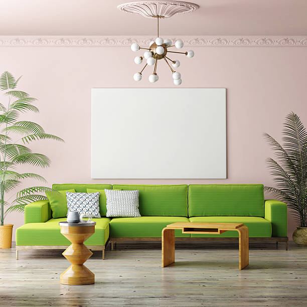 istock Mock up blank poster on vintage living room 576756966