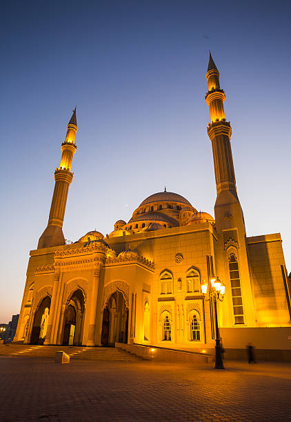 istock Al Noor Mosque in Sharjah at night 576757116