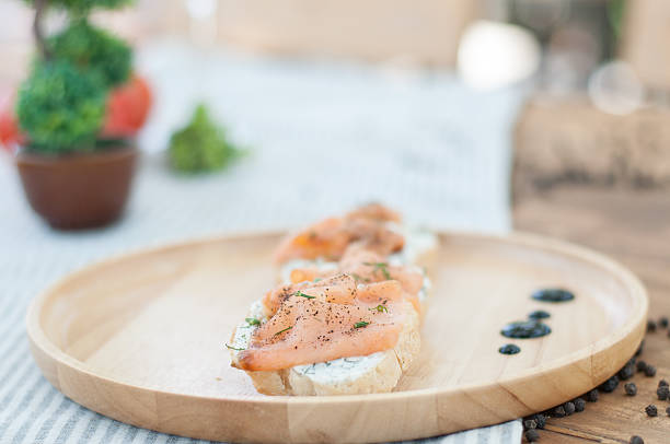 istock Bread with smoked salmon and cream cheese 576893294