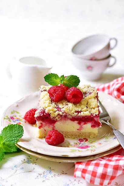 istock Cake with cottage cheese,raspberry and streusel. 576894354