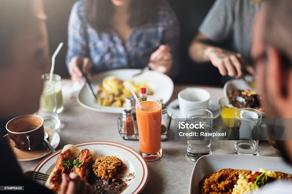 Food Eating Restaurant Community Cafe Concept Breakfast Stock Photo