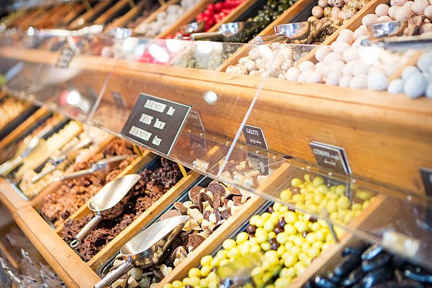 istock Candy store on a French market 576896432