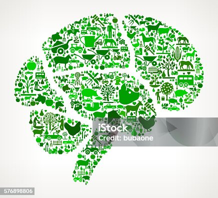 istock Brain Farming and Agriculture Green Icon Pattern 576898806