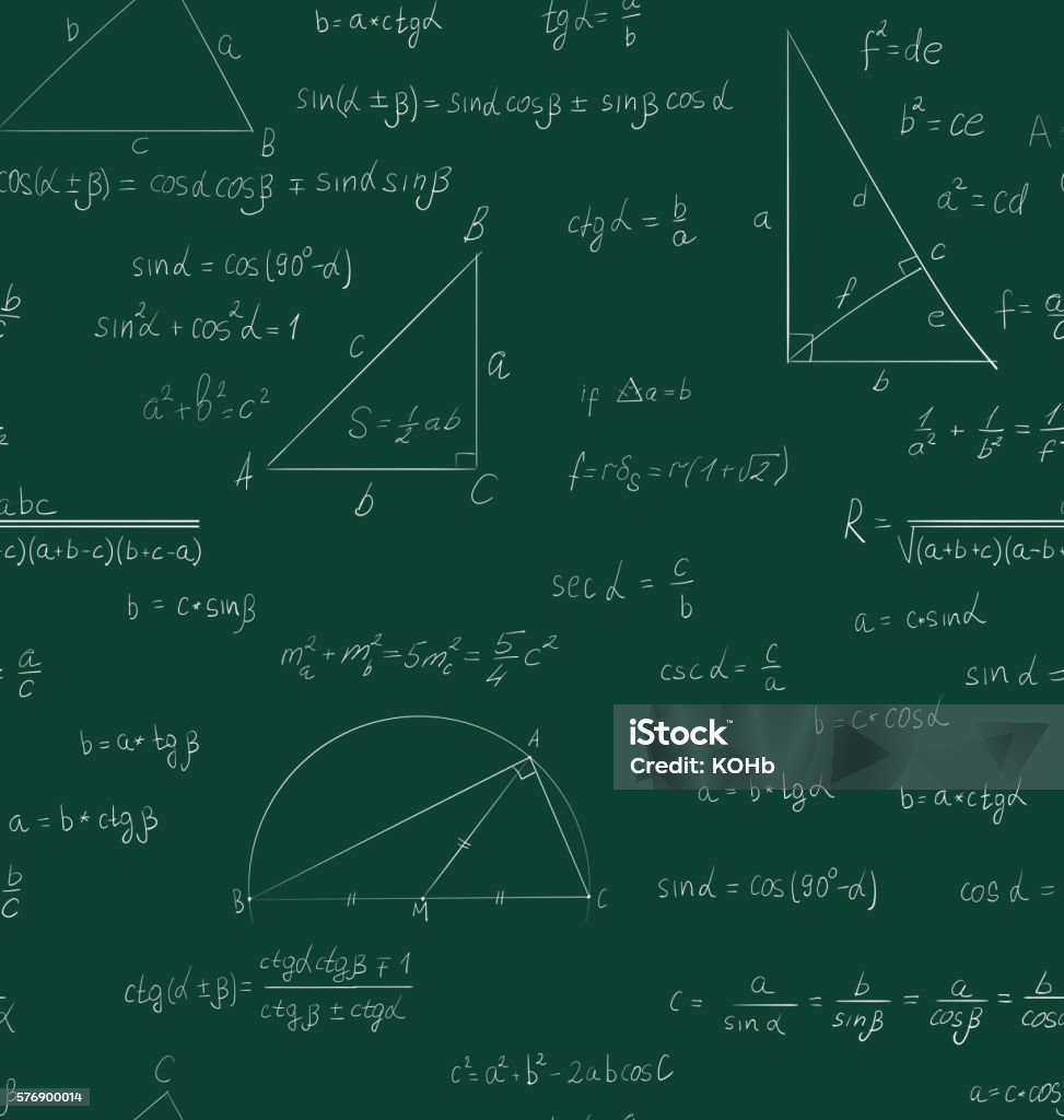 Math Trigonometry Design Background Seamless Trigonometry Pattern On Green Stock Illustration - Download ...