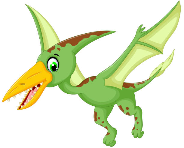 lustige pterodactyl cartoon fliegen - dinosaur toy dino monster stock-grafiken, -clipart, -cartoons und -symbole