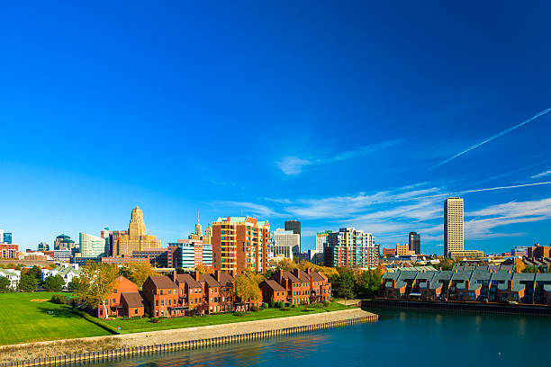 istock Buffalo skyline with waterway and white space 576904602