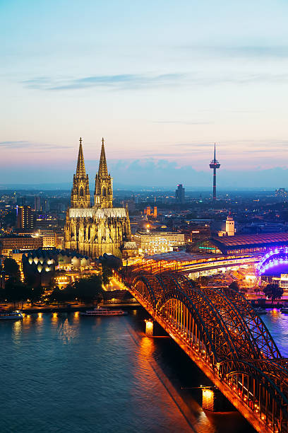 istock Cologne aerial overview after sunset 576904840