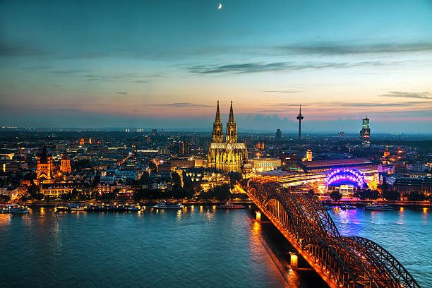 istock Cologne aerial overview after sunset 576904936