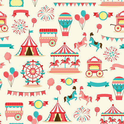 seamless pattern with vintage carnival elements