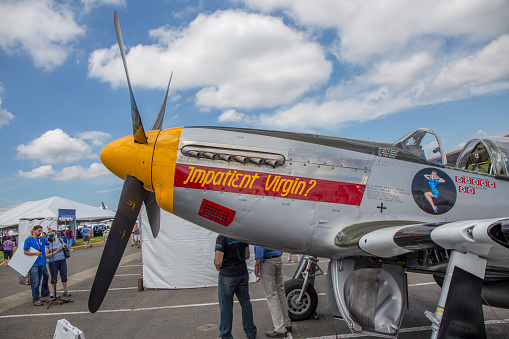 Seattle, Wa, United States - July 18, 2016: A P-51 Mustang on display at Boeing's centennial celebrations.