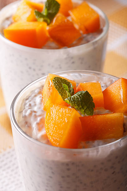 istock Chia seeds with yogurt and persimmon macro. Vertical 576909490