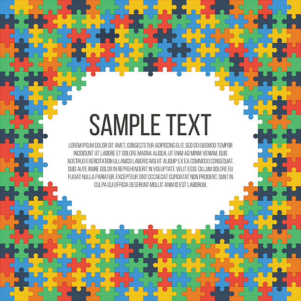 Puzzle frame template Colorful puzzle frame. Place for your text. Vector, eps 10 puzzle borders stock illustrations
