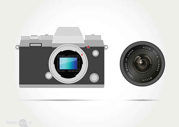 レン付きデジタルカメラ - camera ccd digital camera点のイラスト素材／クリップアート素材／マンガ素材／アイコン素材