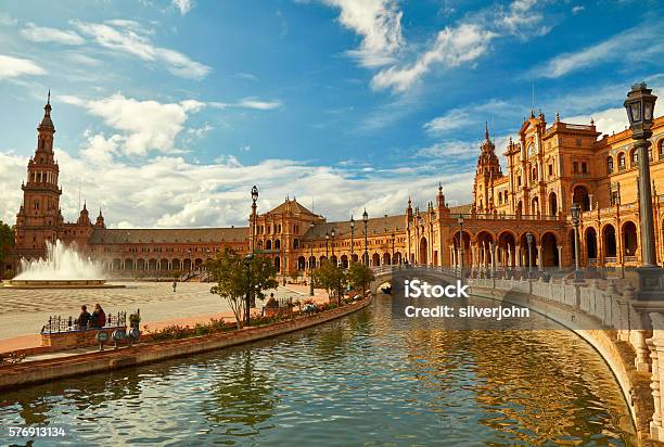 Spain Square Seville Spain Stock Photo - Download Image Now - Seville, Spain, Town Square