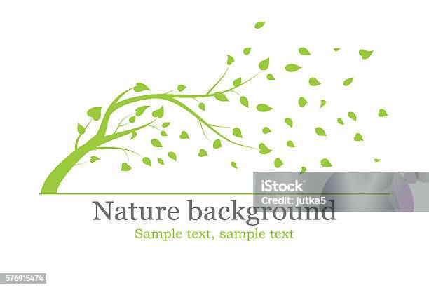 Green Tree Branch With Leaves Vector Background Stock Illustration - Download Image Now - Animal Trunk, Art, Art And Craft