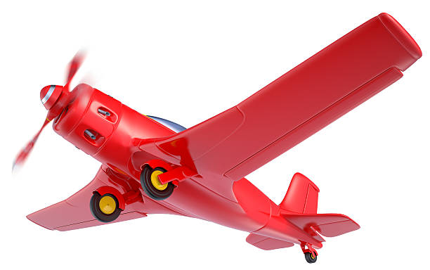Red airplane on white background stock photo