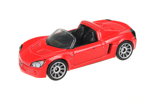 Adelaide, Australia - July 17, 2016:An isolated shot of a 2002 Opel Speedster Matchbox Diecast Toy Car. Replica diecast toy cars made by Matchbox are highly sought after collectables.