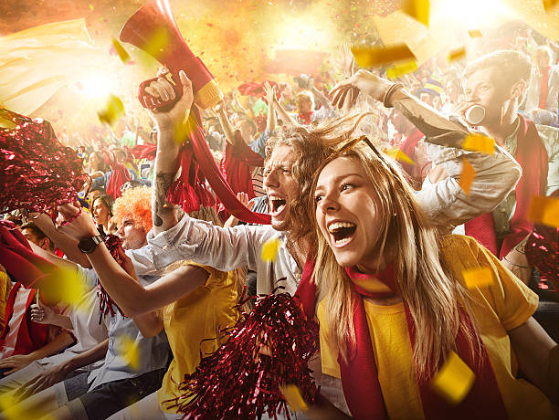 Sport fans: Group of cheering fans