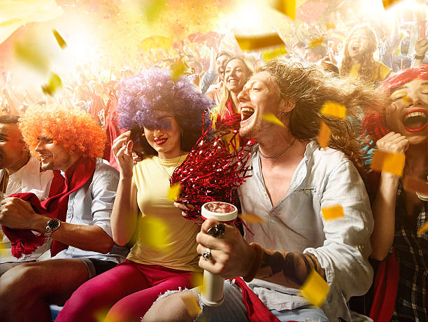 Sport fans: Group of cheering fans