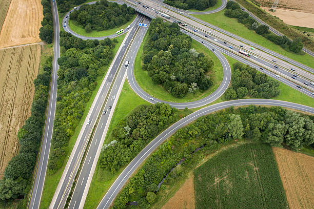 istock Aerial view of a highway intersection 576923194