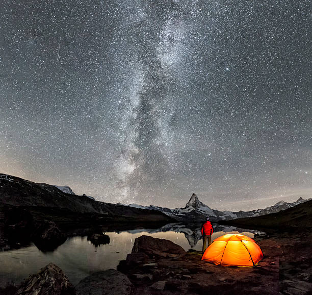 istock Camper under Milky Way at Matterhorn 576923628