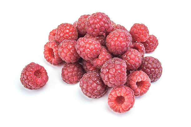 istock Raspberries isolated on white background, close-up 576925204