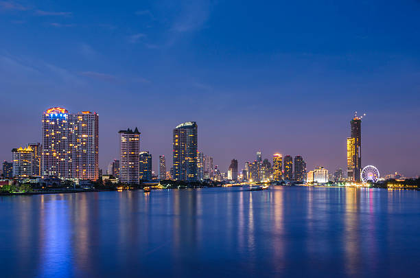 istock The City River and building in Bay Back at night 576925710