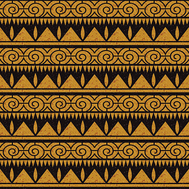 istock Antique seamless background image of aboriginal triangle sawtooth spiral round 576928998