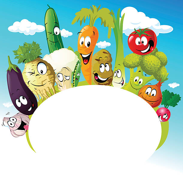 Design With Funny Vegetable Cartoon Vector Illustration Stock Illustration  - Download Image Now - iStock
