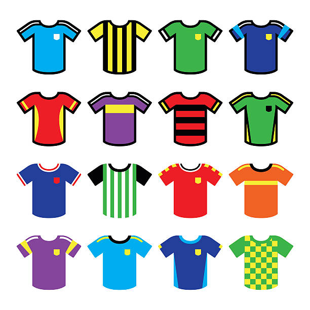 istock Football or soccer jerseys colorful buttons set 576932428